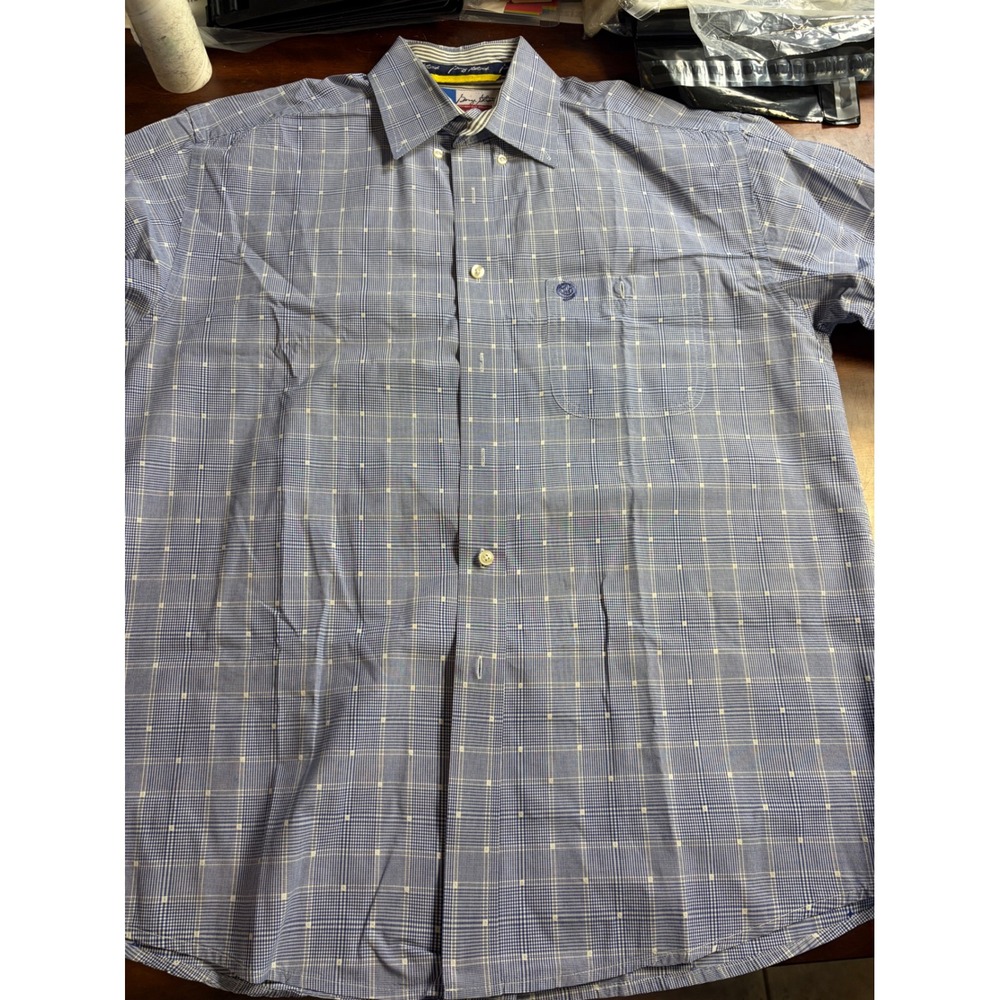 Wrangler George Strait Cowboy Cut Blue Plaid Button Down Shirt Mens XL